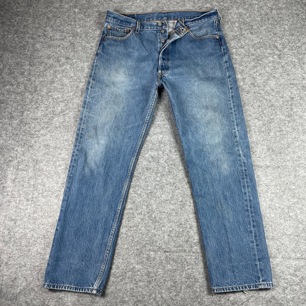 VTG Levi's 501XX Jeans Mens 38x34 (Fits 34x30) Blue Shrink To Fit Straight Fade